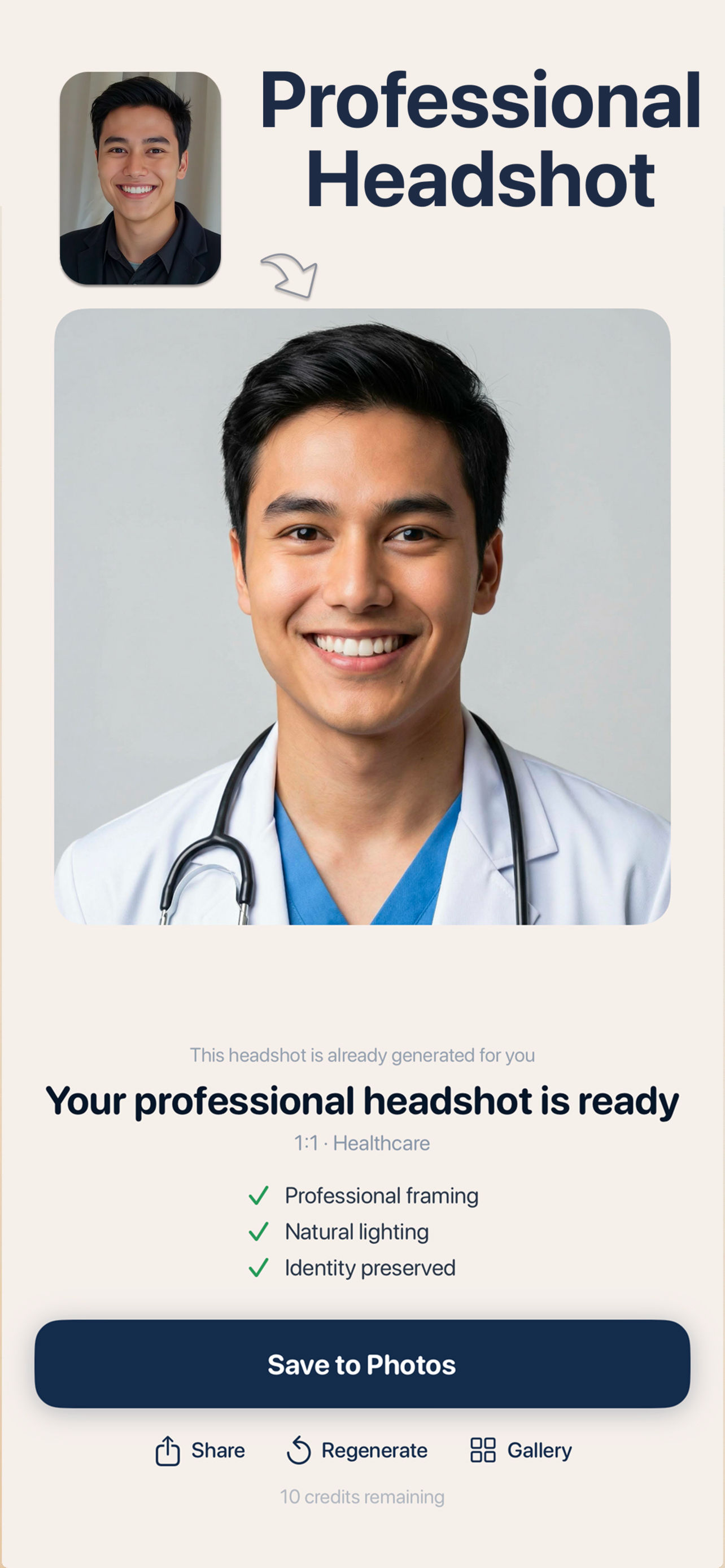 AI Headshot screenshot